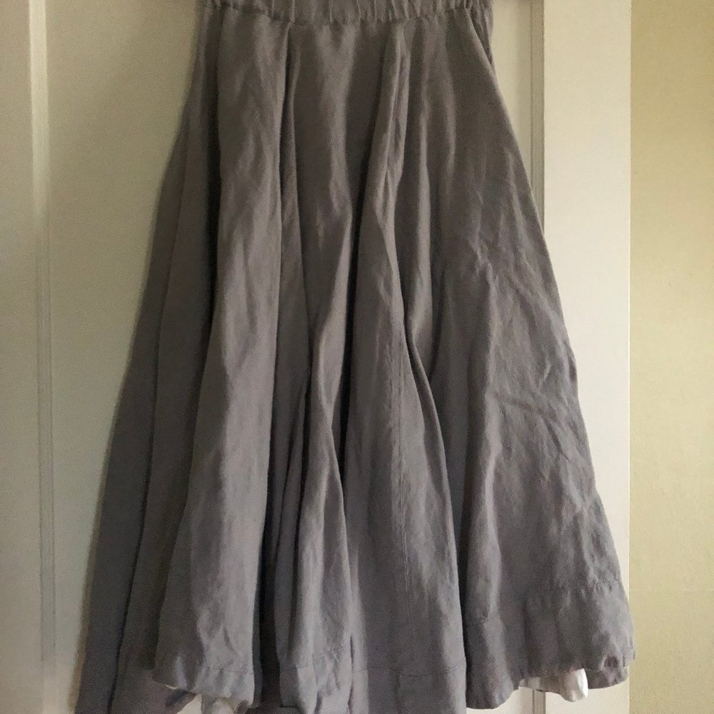 Son de Flor Pale Grey Linen Classic Skirt